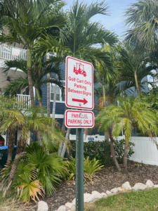 Golf cart parking on Anna Maria Island